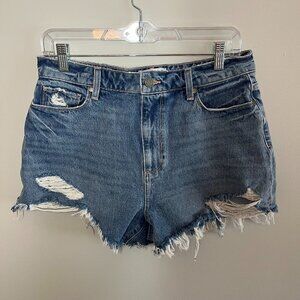 Paige Margot High Rise Distressed Raw Hem Denim Shorts Size 30